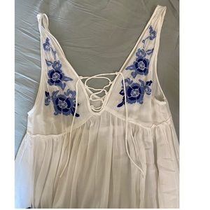 Free Peopel Blue & White Semi- Sheer dress!